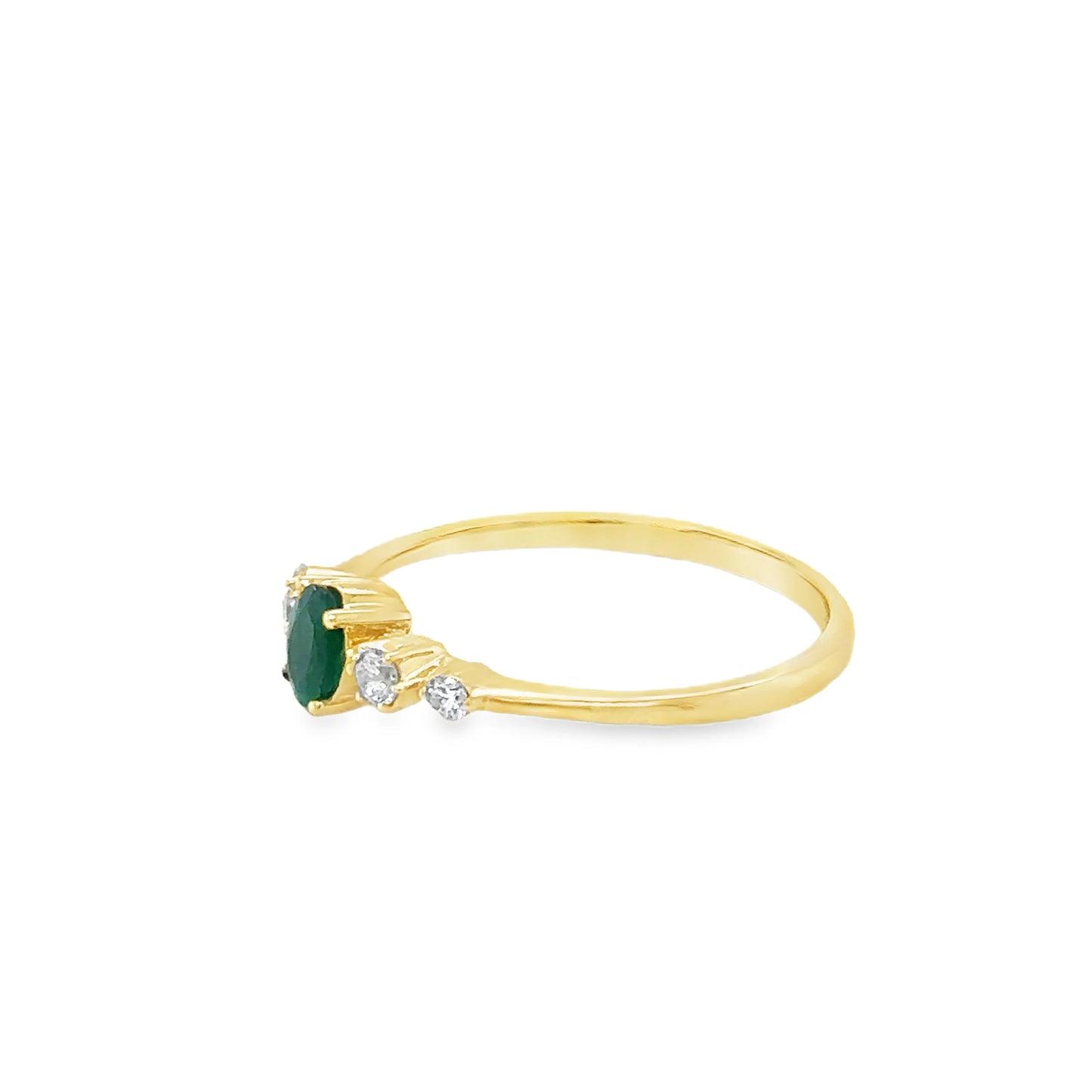 14KT YELLOW GOLD EMERALD AND DIAMOND RING