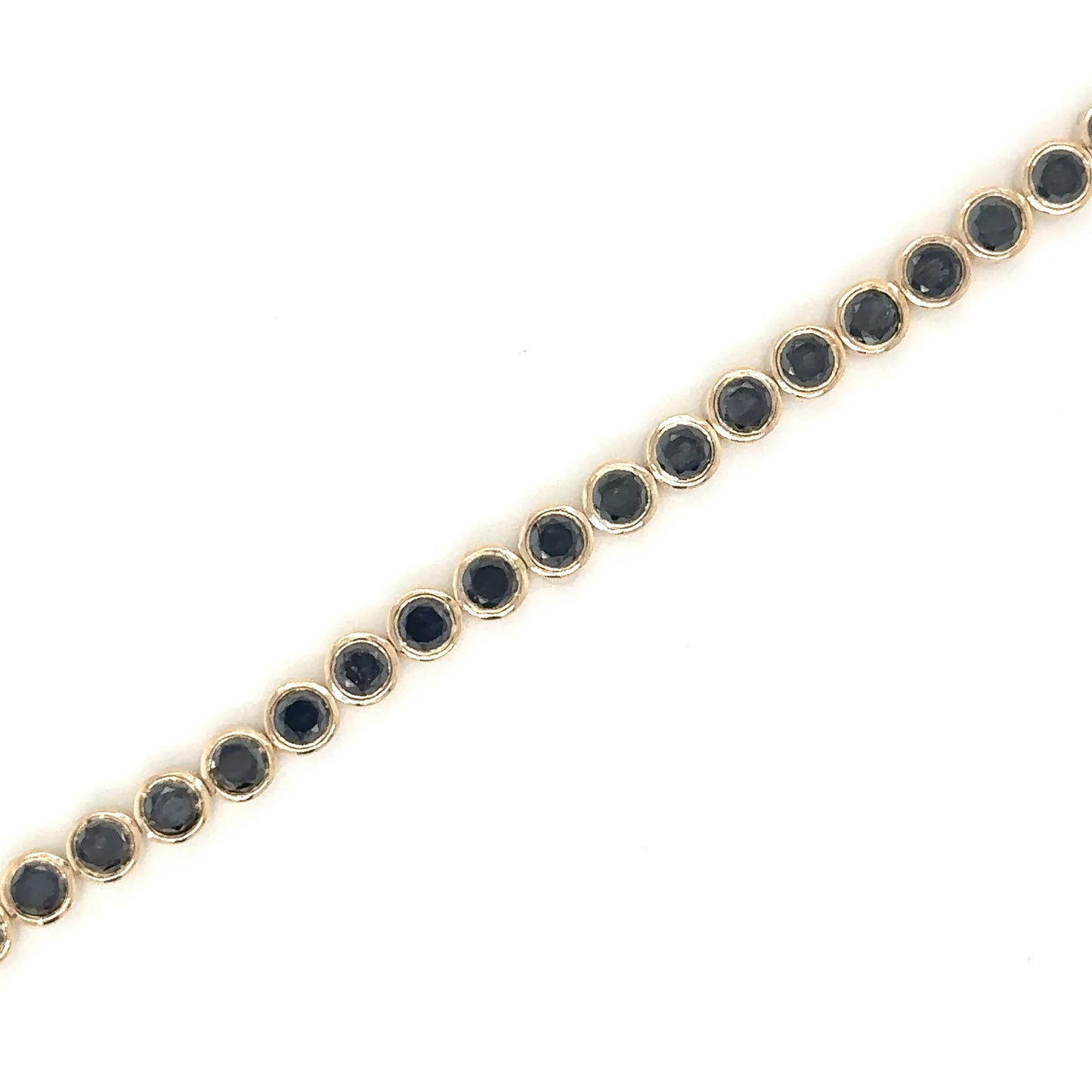 14KT YELLOW GOLD BLACK DIAMOND BEZEL TENNIS BRACELET