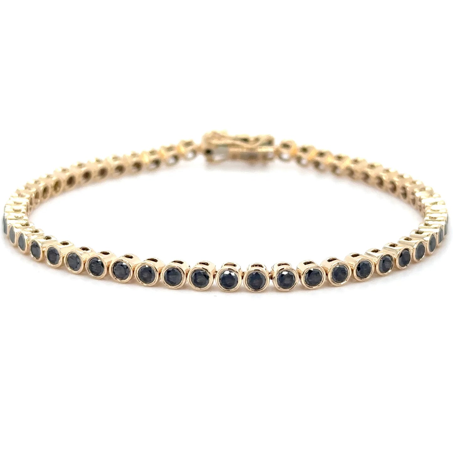 14KT YELLOW GOLD BLACK DIAMOND BEZEL TENNIS BRACELET