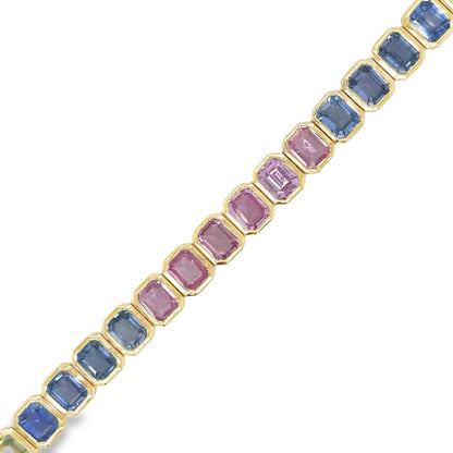 18KT YELLOW GOLD MULTI SAPPHIRE BRACELET