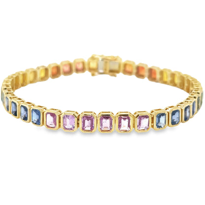 18KT YELLOW GOLD MULTI SAPPHIRE BRACELET