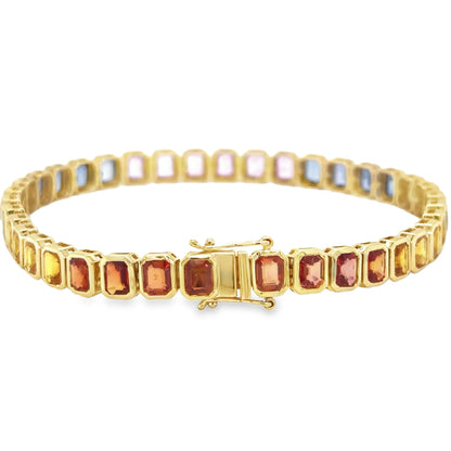 18KT YELLOW GOLD MULTI SAPPHIRE BRACELET