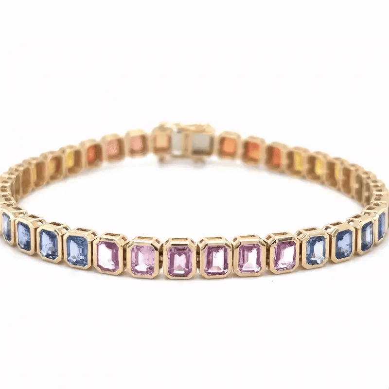 18KT YELLOW GOLD MULTI SAPPHIRE BRACELET