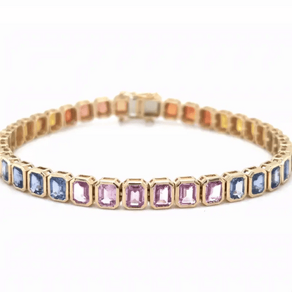 18KT YELLOW GOLD MULTI SAPPHIRE BRACELET