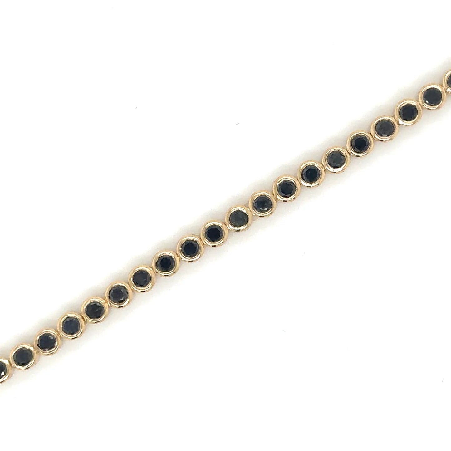 14KT YELLOW GOLD BLACK DIAMOND BEZEL TENNIS BRACELET