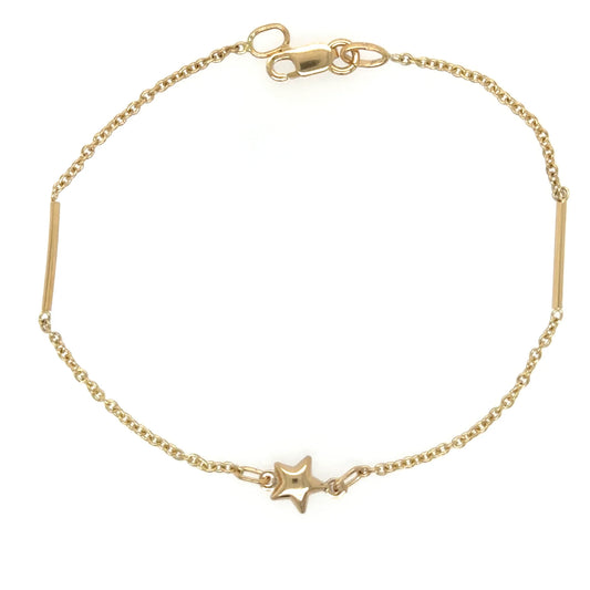 14KT YELLOW GOLD STAR BRACLET 7"