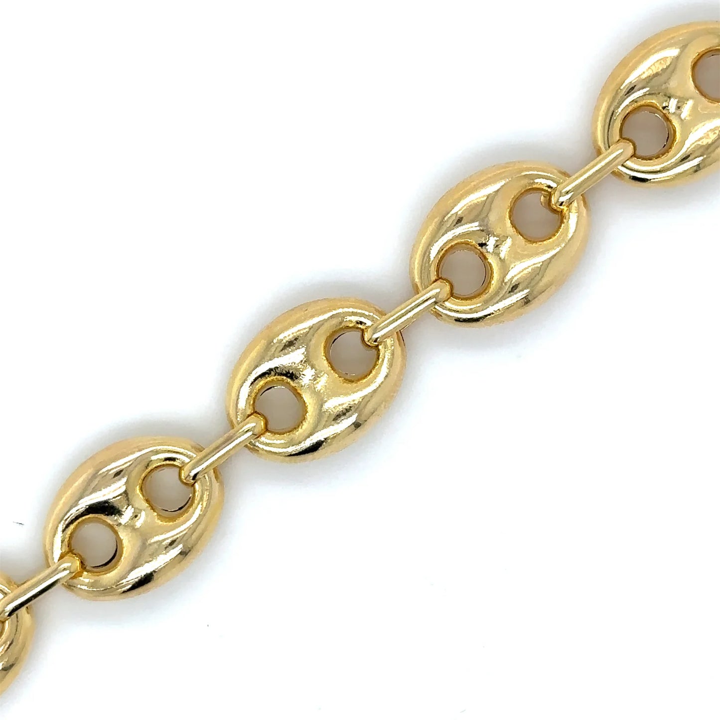 14KT YELLOW GOLD HOLLOW PUFF MARINER BRACELET 8"