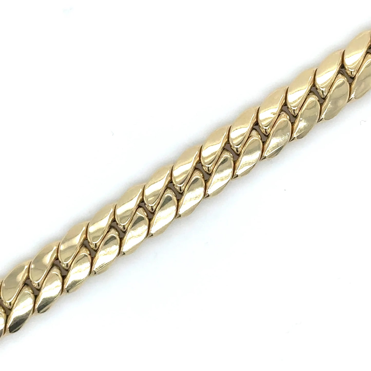 14KT YELLOW GOLD HOLLOW CUBAN BRACELET 7.5"