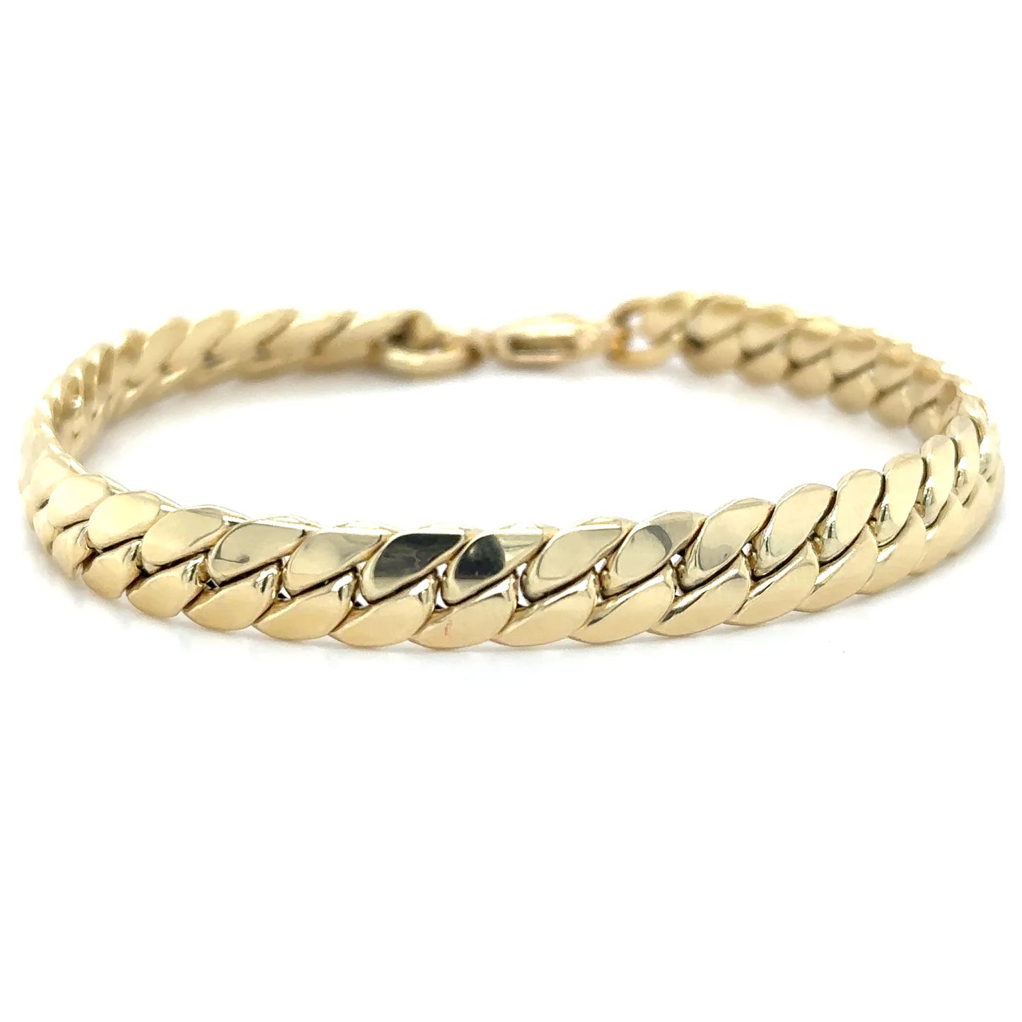 14KT YELLOW GOLD HOLLOW CUBAN BRACELET 7.5"