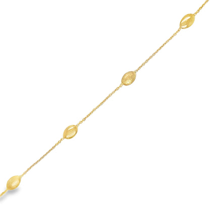 14KT GOLD BRACELET WITH OVAL STATION BEADS