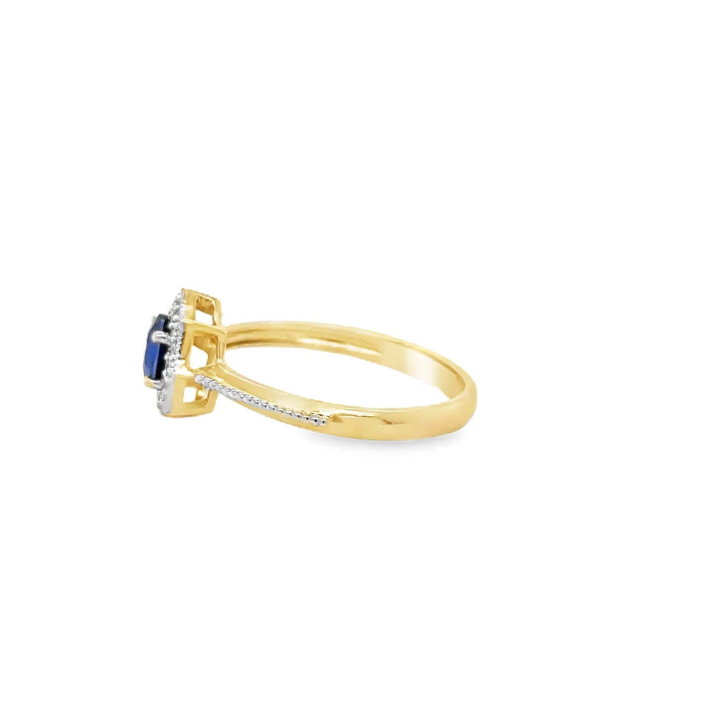 14KT YELLOW GOLD SAPPHIRE AND DIAMONDS RING