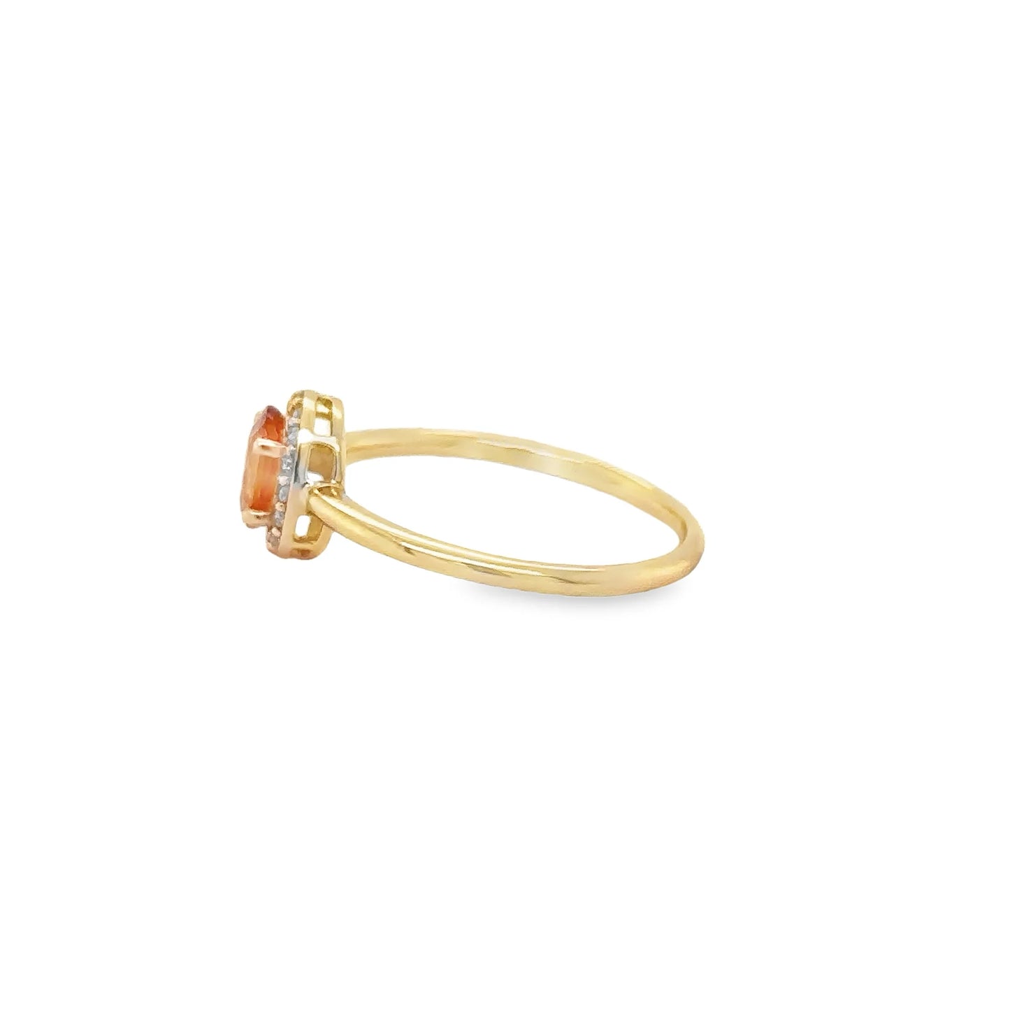 14KT YELLOW GOLD ORANGE SAPPHIRE AND DIAMONDS RING