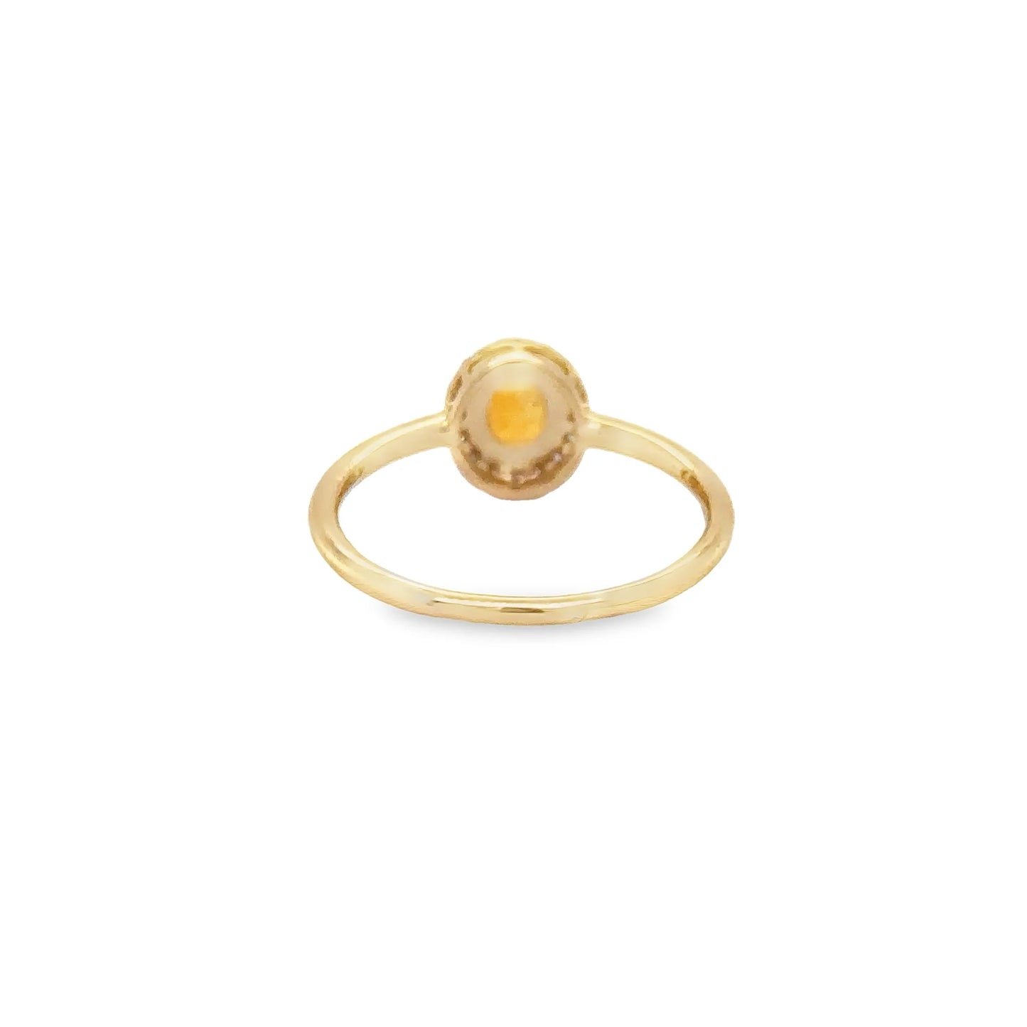 14KT YELLOW GOLD ORANGE SAPPHIRE AND DIAMONDS RING