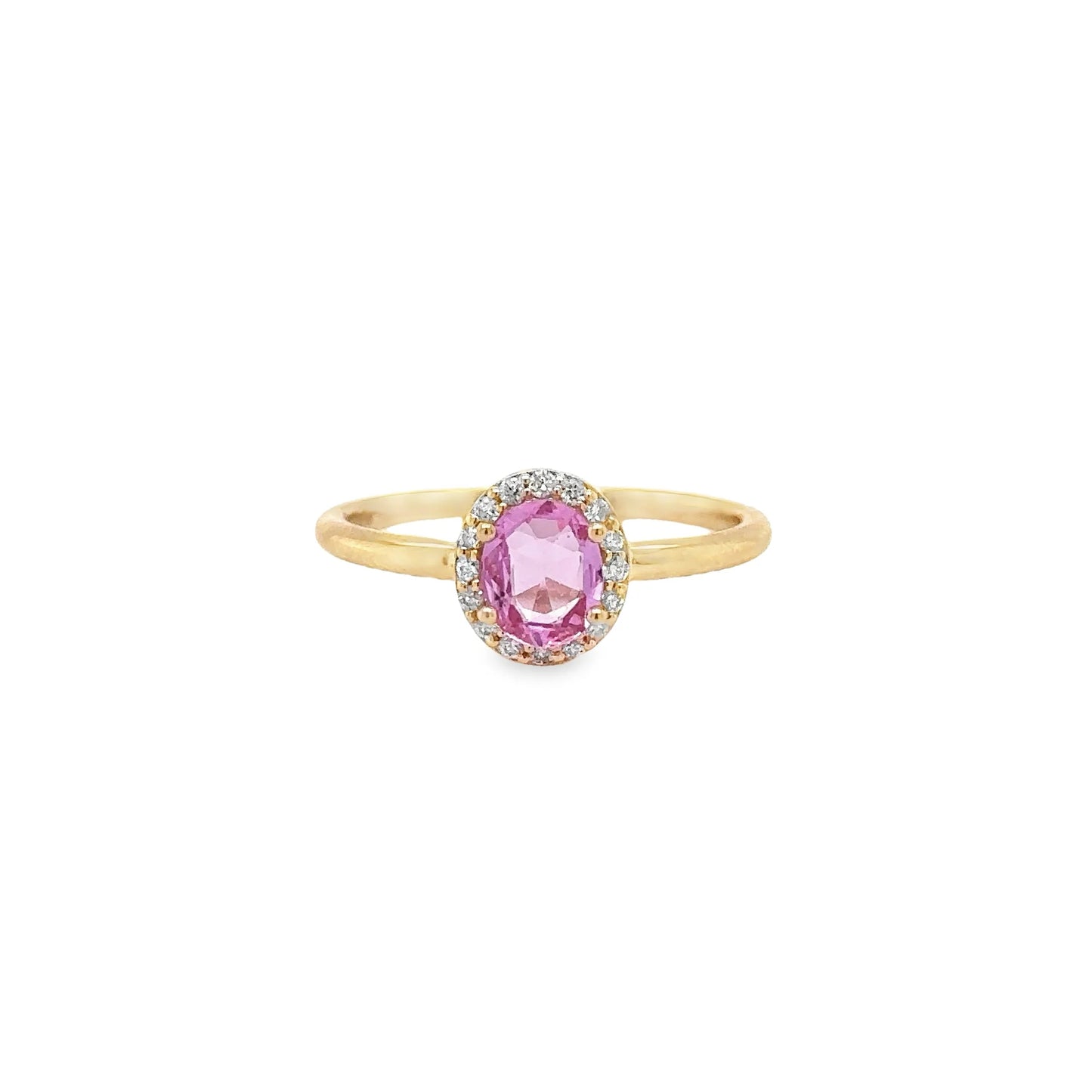 14KT YELLOW GOLD PINK SAPPHIRE AND DIAMONDS RING