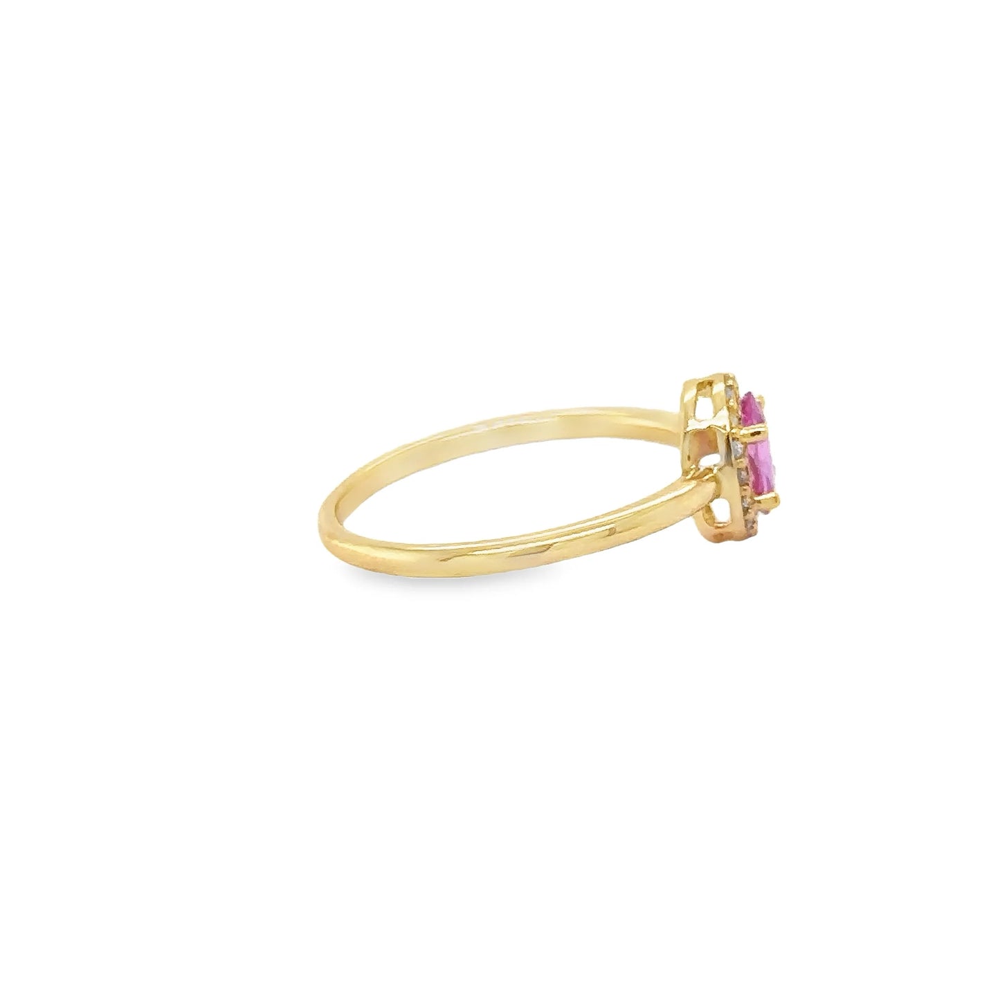 14KT YELLOW GOLD PINK SAPPHIRE AND DIAMONDS RING
