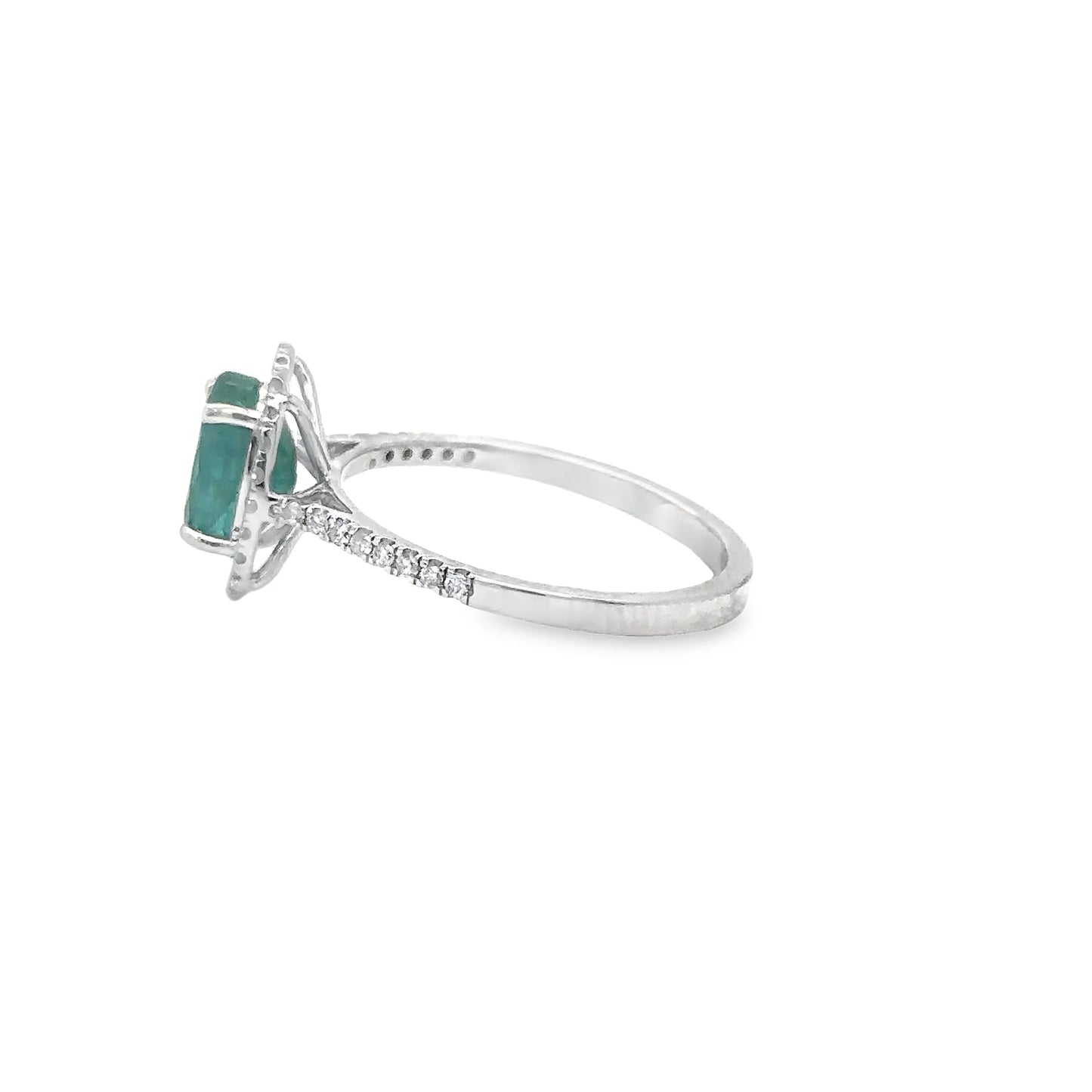 14KT WHITE GOLD EMERALD AND DIAMONDS RING