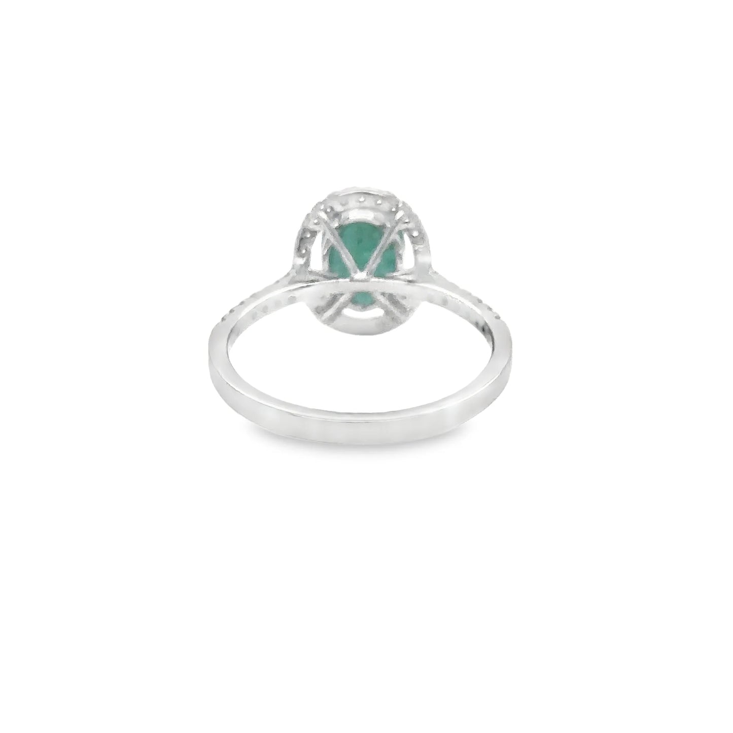 14KT WHITE GOLD EMERALD AND DIAMONDS RING