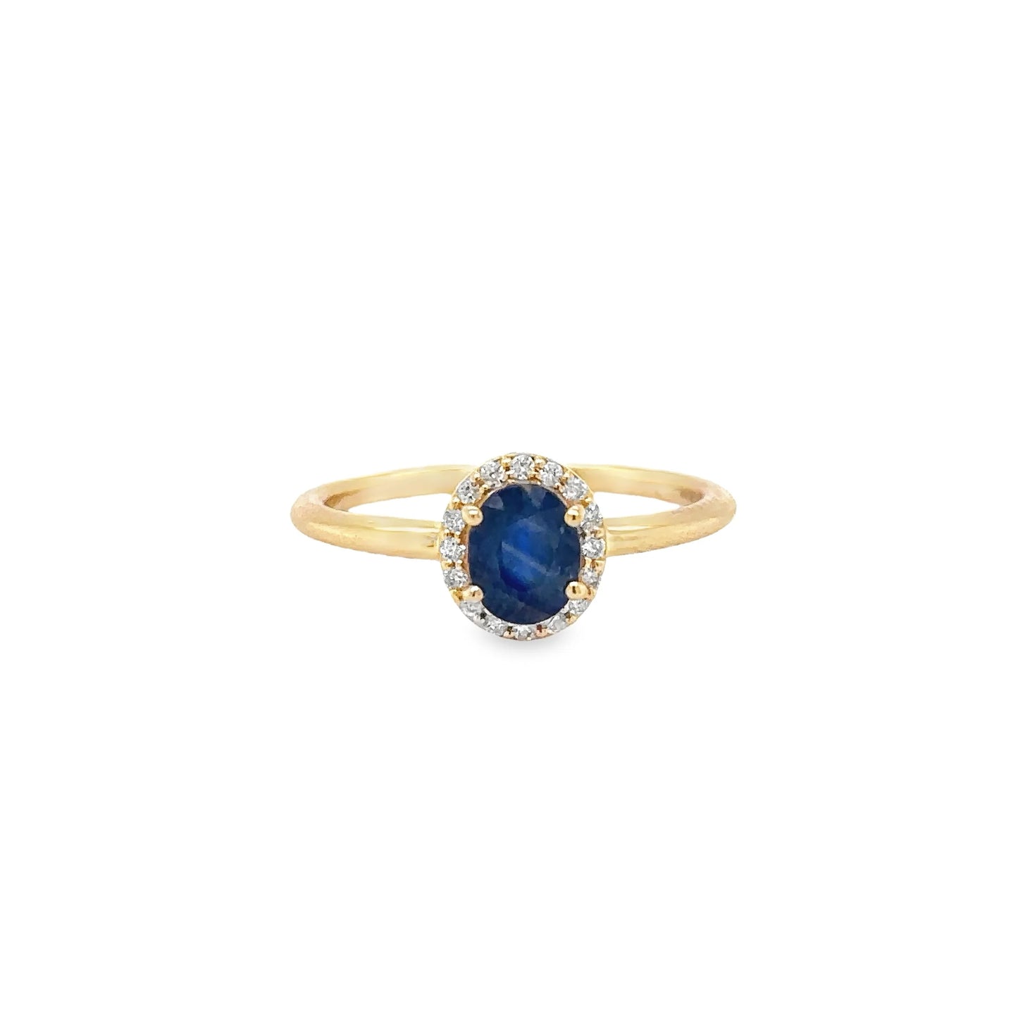 14KT YELLOW GOLD BLUE SAPPHIRE AND DIAMONDS RING