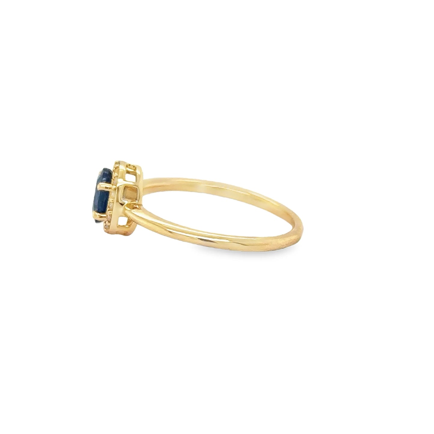 14KT YELLOW GOLD BLUE SAPPHIRE AND DIAMONDS RING