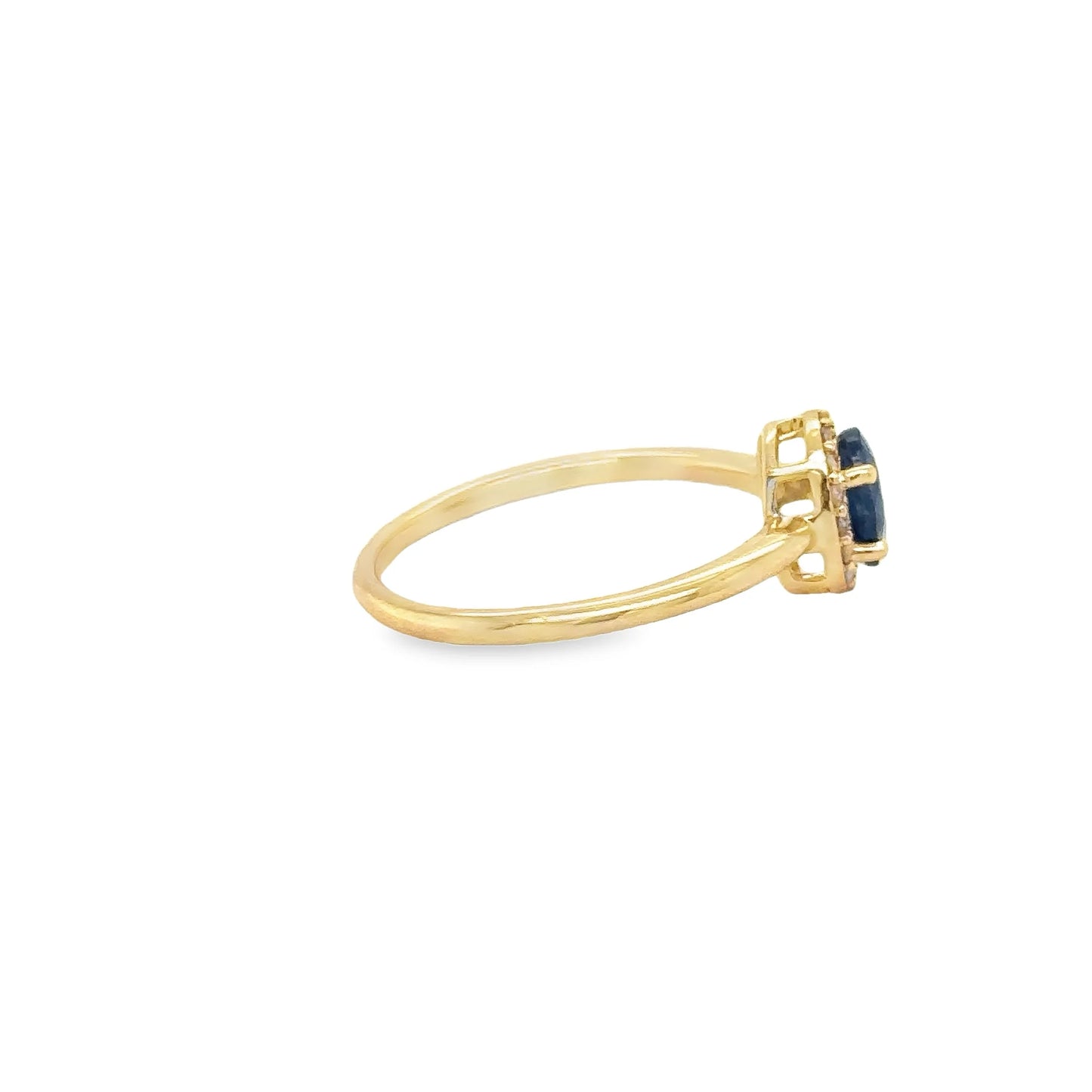 14KT YELLOW GOLD BLUE SAPPHIRE AND DIAMONDS RING