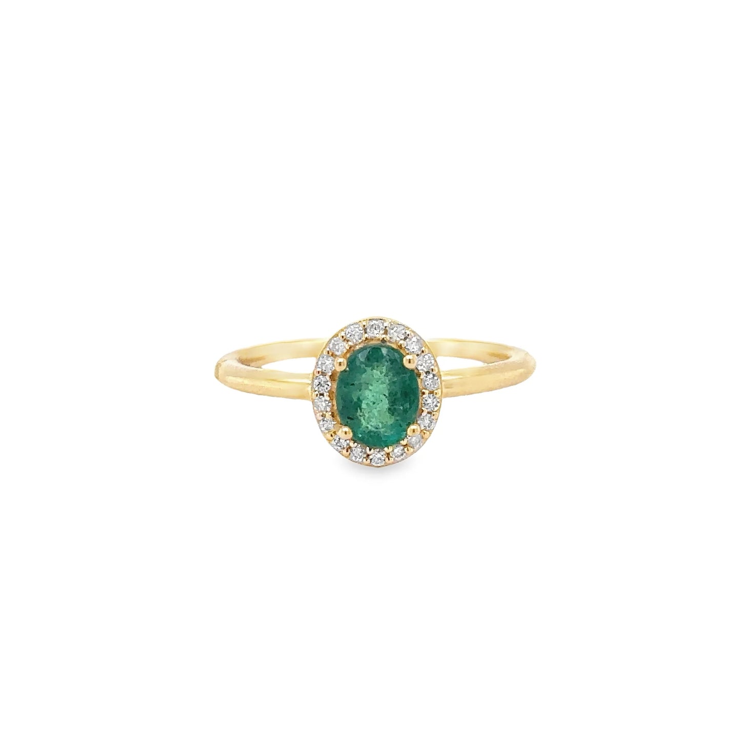 14KT YELLOW GOLD EMERALD AND DIAMONDS RING