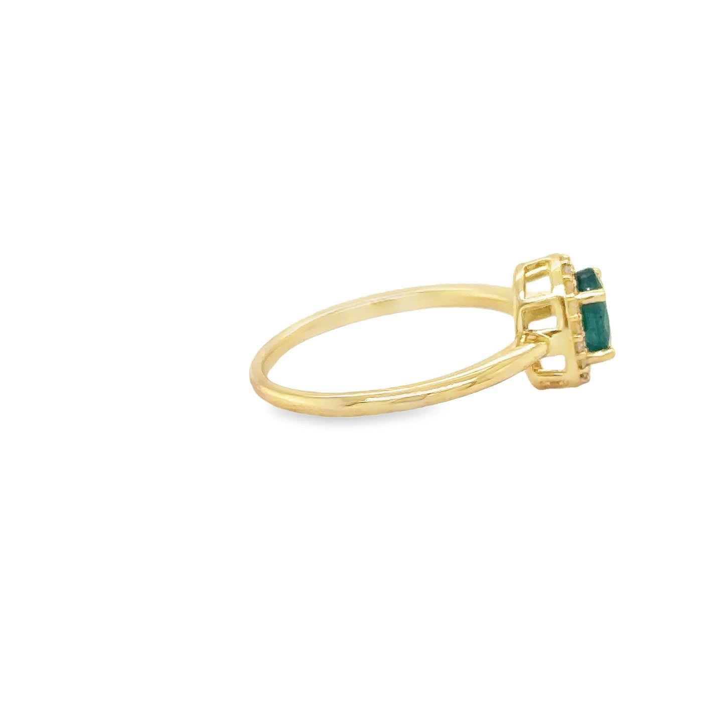 14KT YELLOW GOLD EMERALD AND DIAMONDS RING