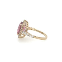 YELLOW GOLD RUBELLITE RING WITH DIAMONDS