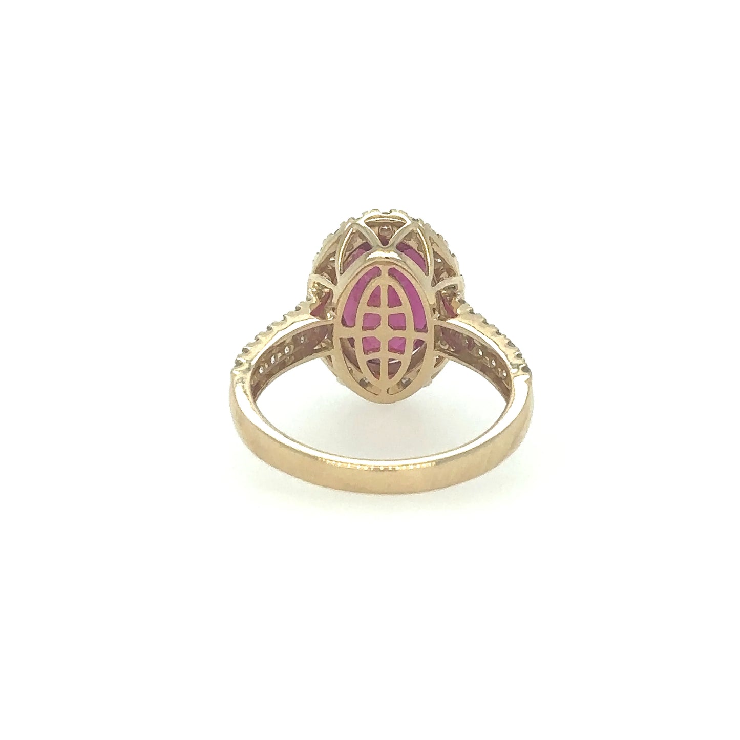 YELLOW GOLD RUBELLITE RING WITH DIAMONDS