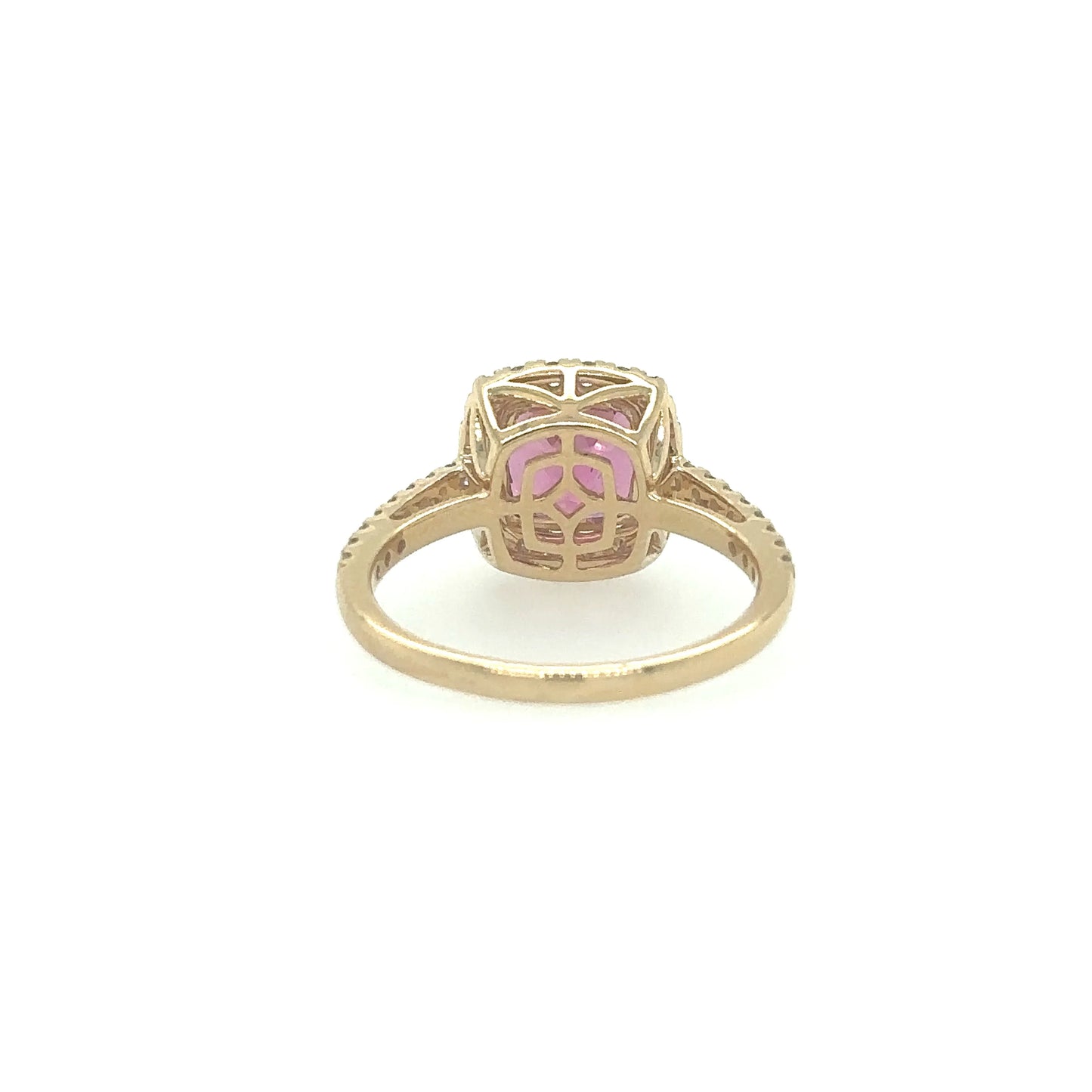 YELLOW GOLD RUBELLITE RING WITH DIAMONDS