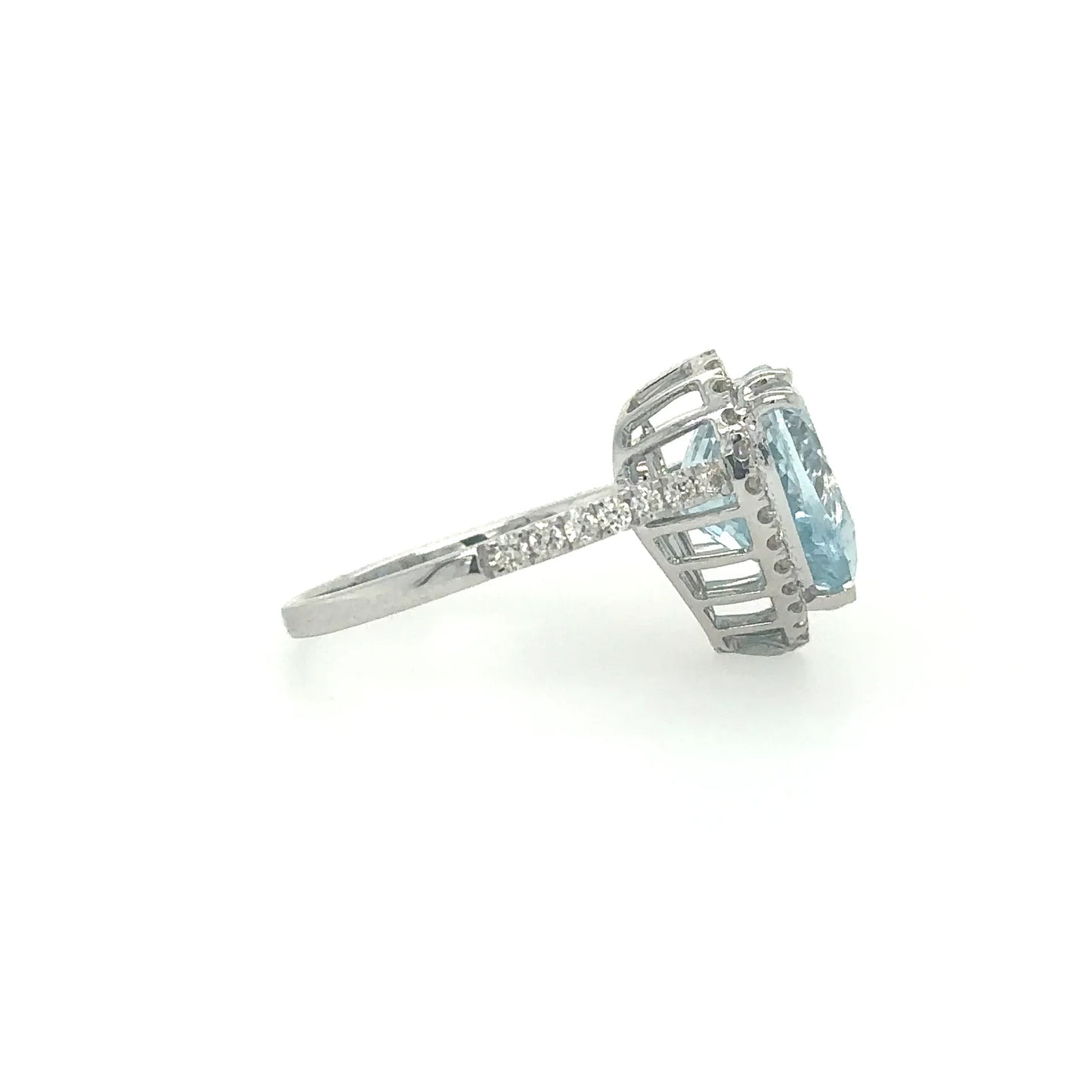 HEART SHAPE AQUAMARINE RING WITH DIAMONDS