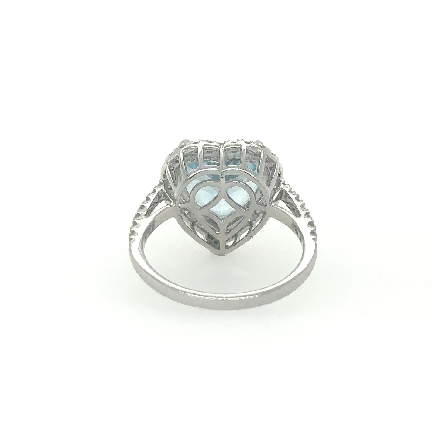 HEART SHAPE AQUAMARINE RING WITH DIAMONDS