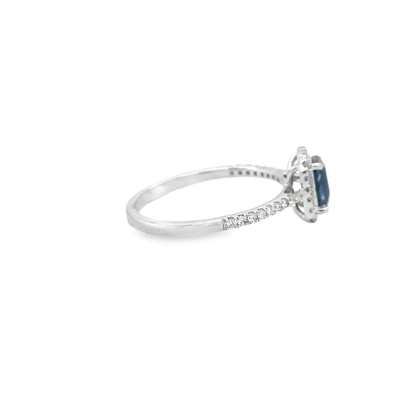 14KT WHITE GOLD CEYLON SAPPHIRE AND DIAMONDS RING