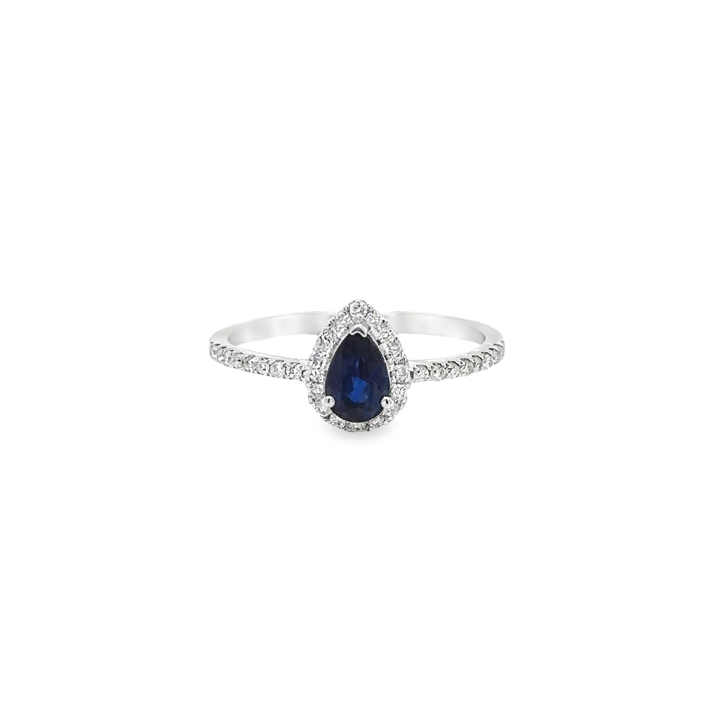 14KT WHITE GOLD CEYLON SAPPHIRE AND DIAMONDS RING