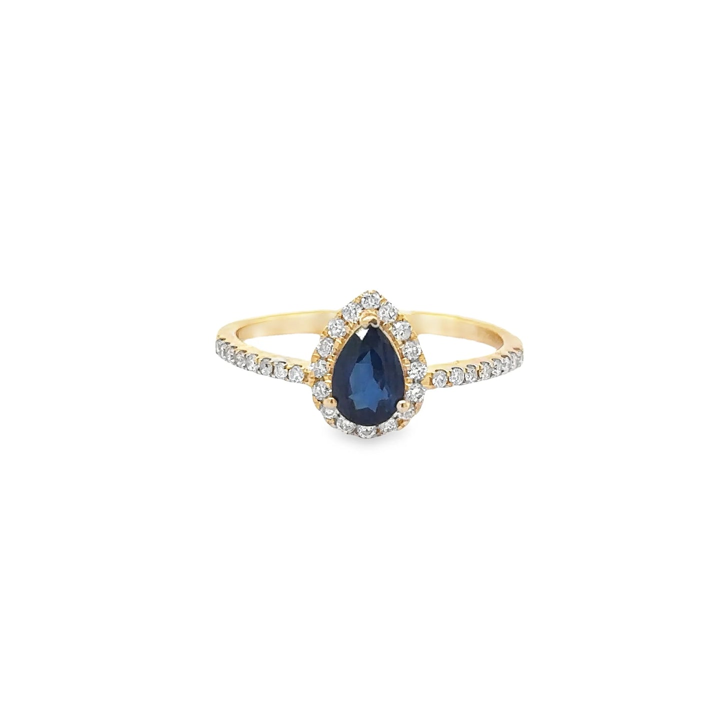 14KT YELLOW GOLD CEYLON SAPPHIRE AND DIAMONDS RING