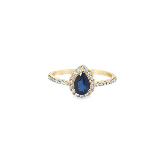 14KT YELLOW GOLD CEYLON SAPPHIRE AND DIAMONDS RING