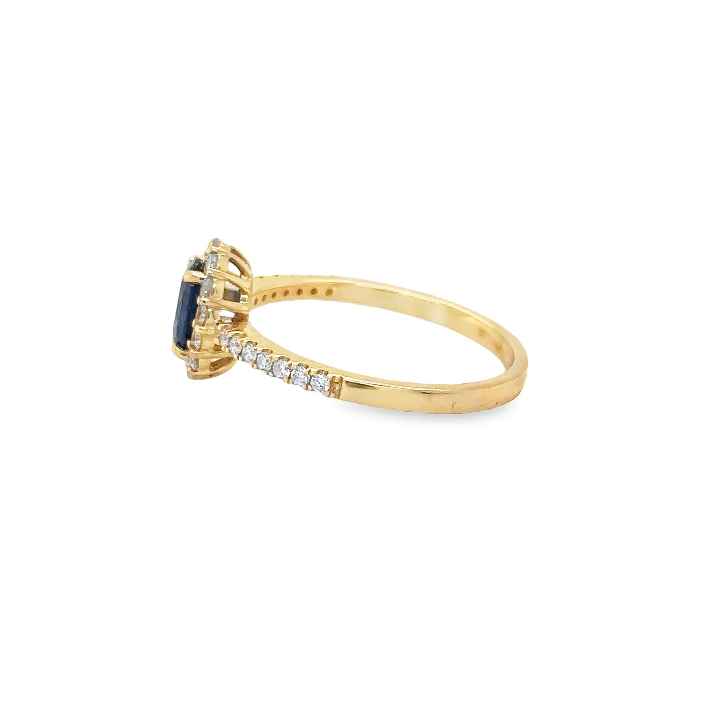 14KT YELLOW GOLD CEYLON SAPPHIRE AND DIAMONDS RING