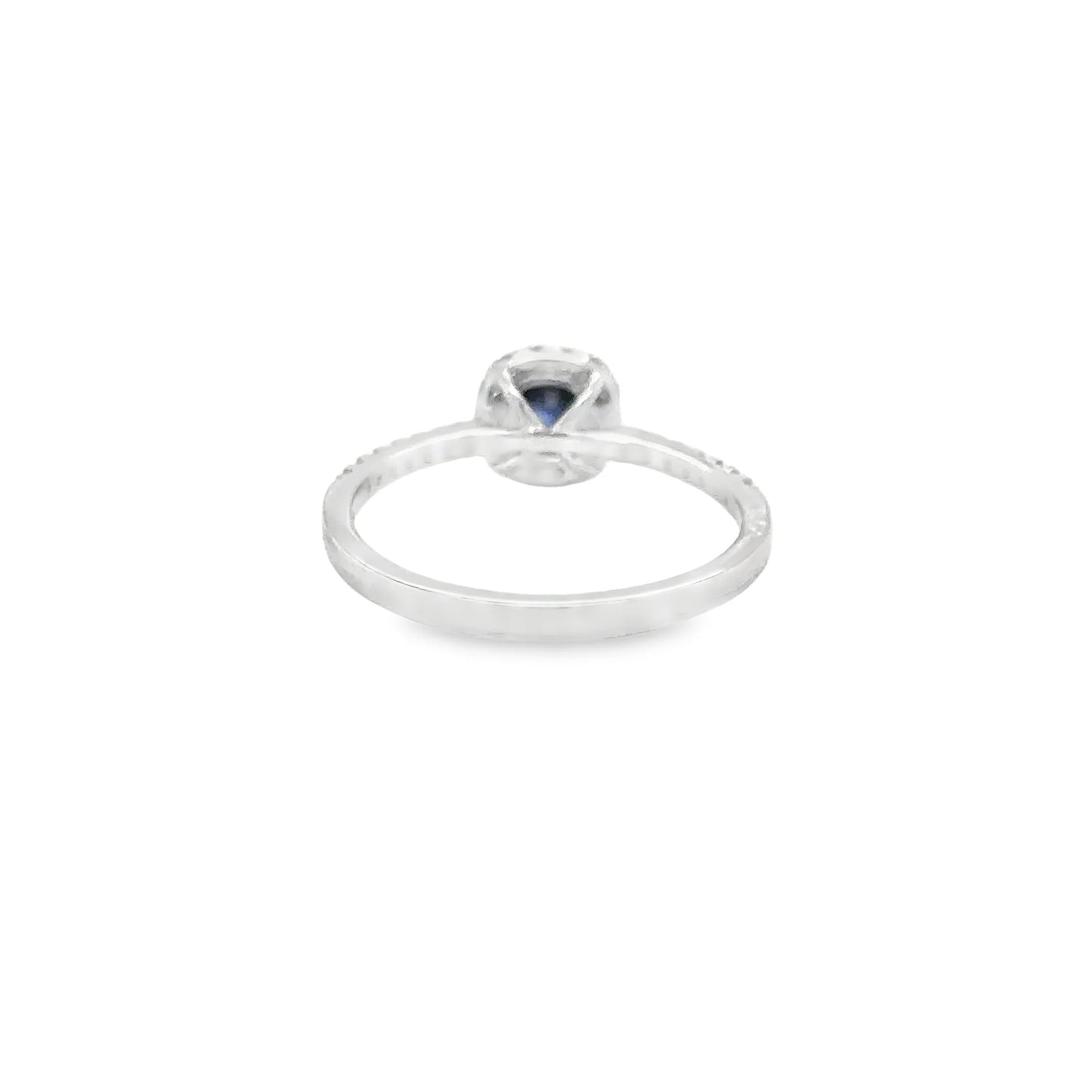 14KT WHITE GOLD CEYLON SAPPHIRE AND DIAMONDS RING