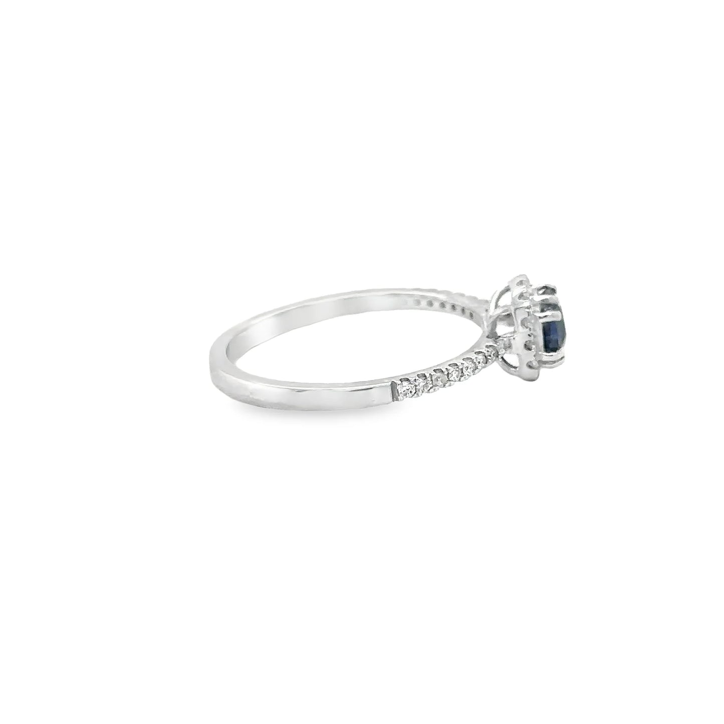 14KT WHITE GOLD CEYLON SAPPHIRE AND DIAMONDS RING