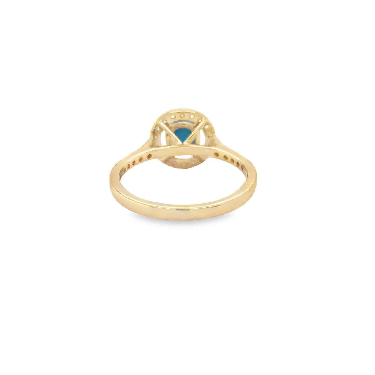 14KT YELLOW GOLD TURQUOISE RING WITH DIAMONDS