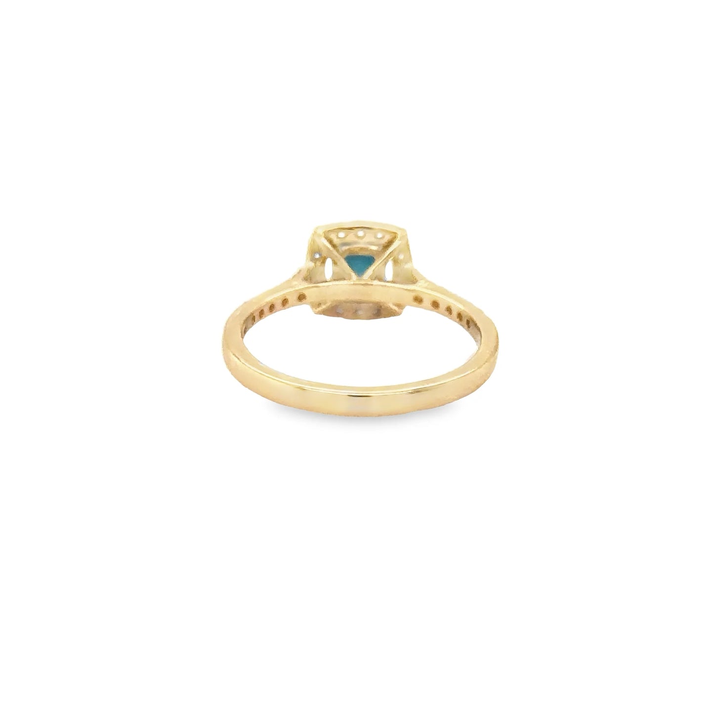 14KT YELLOW GOLD TURQUOISE RING WITH DIAMONDS