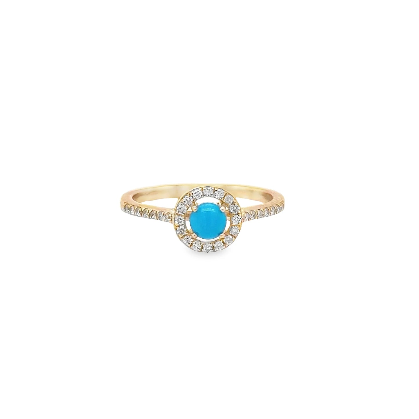 14KT YELLOW GOLD TURQUOISE RING WITH DIAMONDS