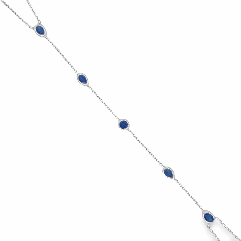 14KT GOLD BLUE SAPPHIRE HAND CHAIN