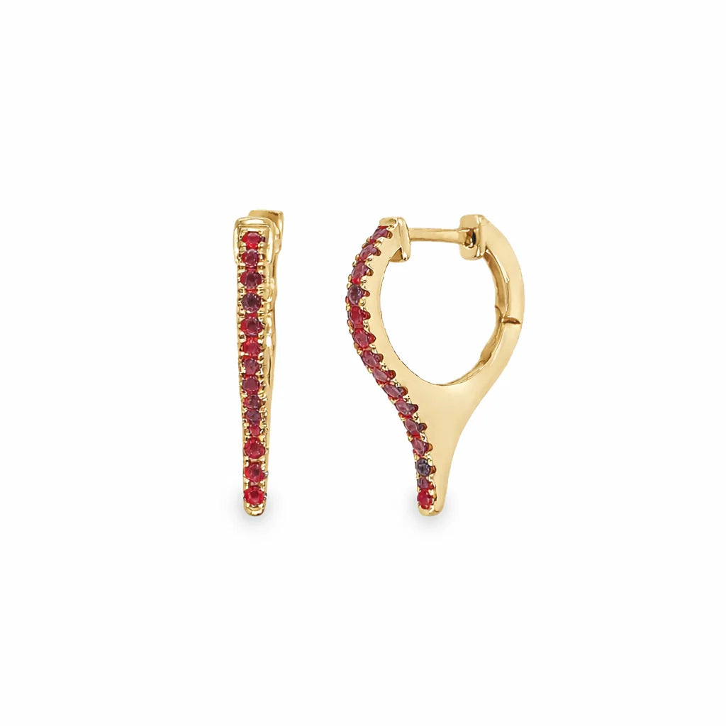 14KT YELLOW GOLD RUBY SPIKE HUGGIES