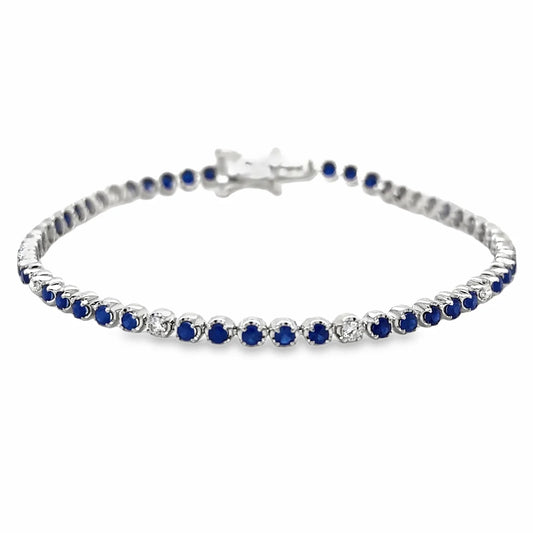 14KT GOLD DIAMOND AND BLUE SAPPHIRE BRACELET