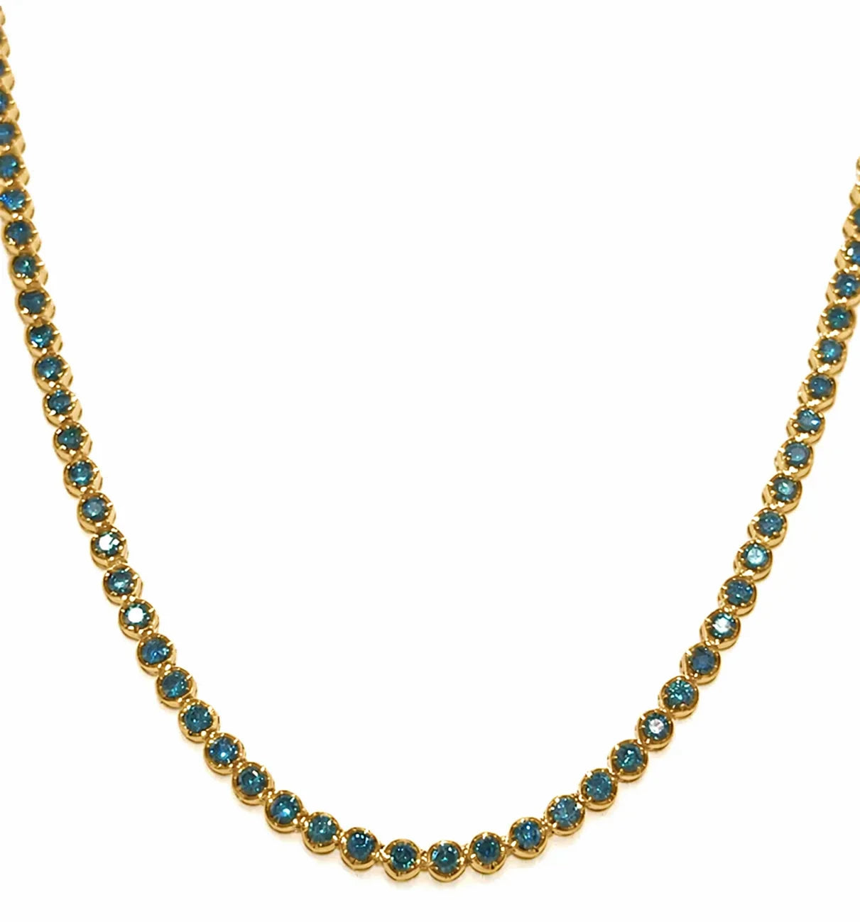 14KT GOLD BLUE DIAMOND TENNIS NECKLACE