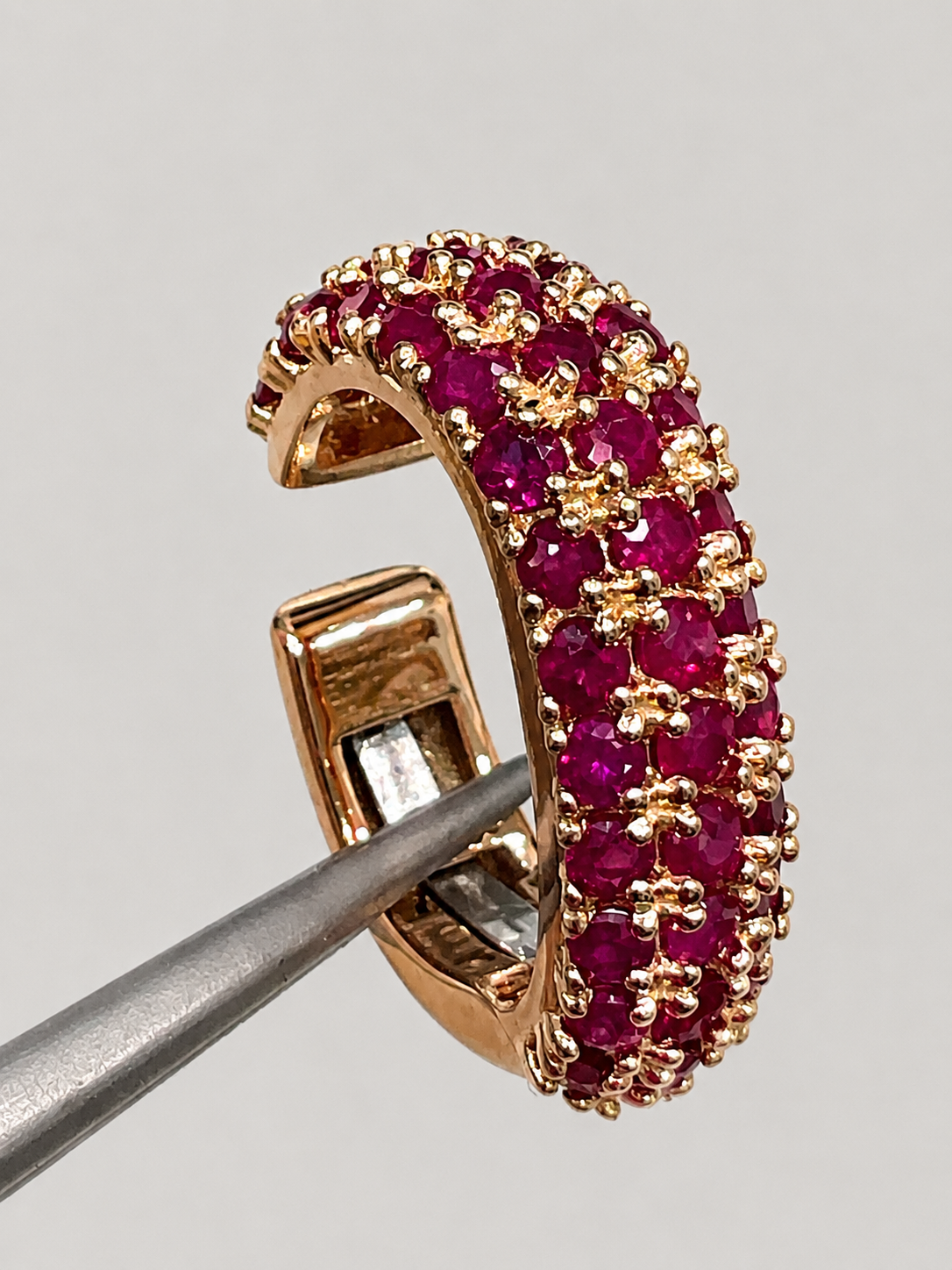 14K COLORED STONE DOME EAR CUFF, RUBY/SAPPHIRE/EMERALD, ANY GOLD COLOR