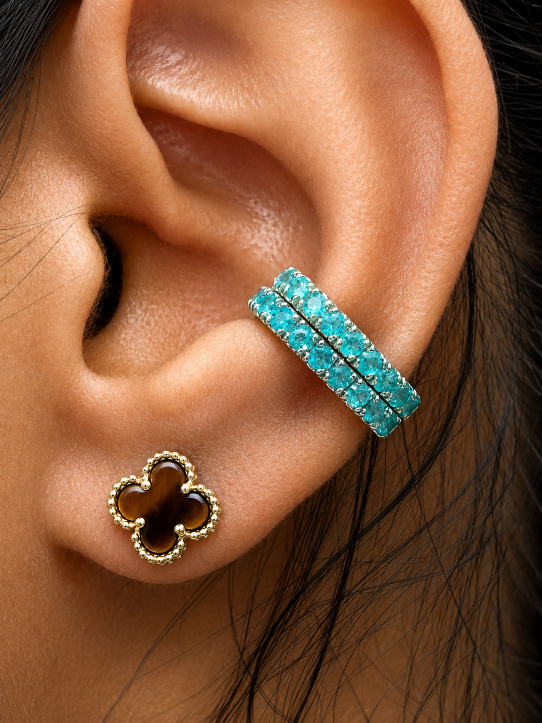 14K PARAIBA TOURMALINE EAR CUFF, 0.45 CTW, ANY GOLD COLOR