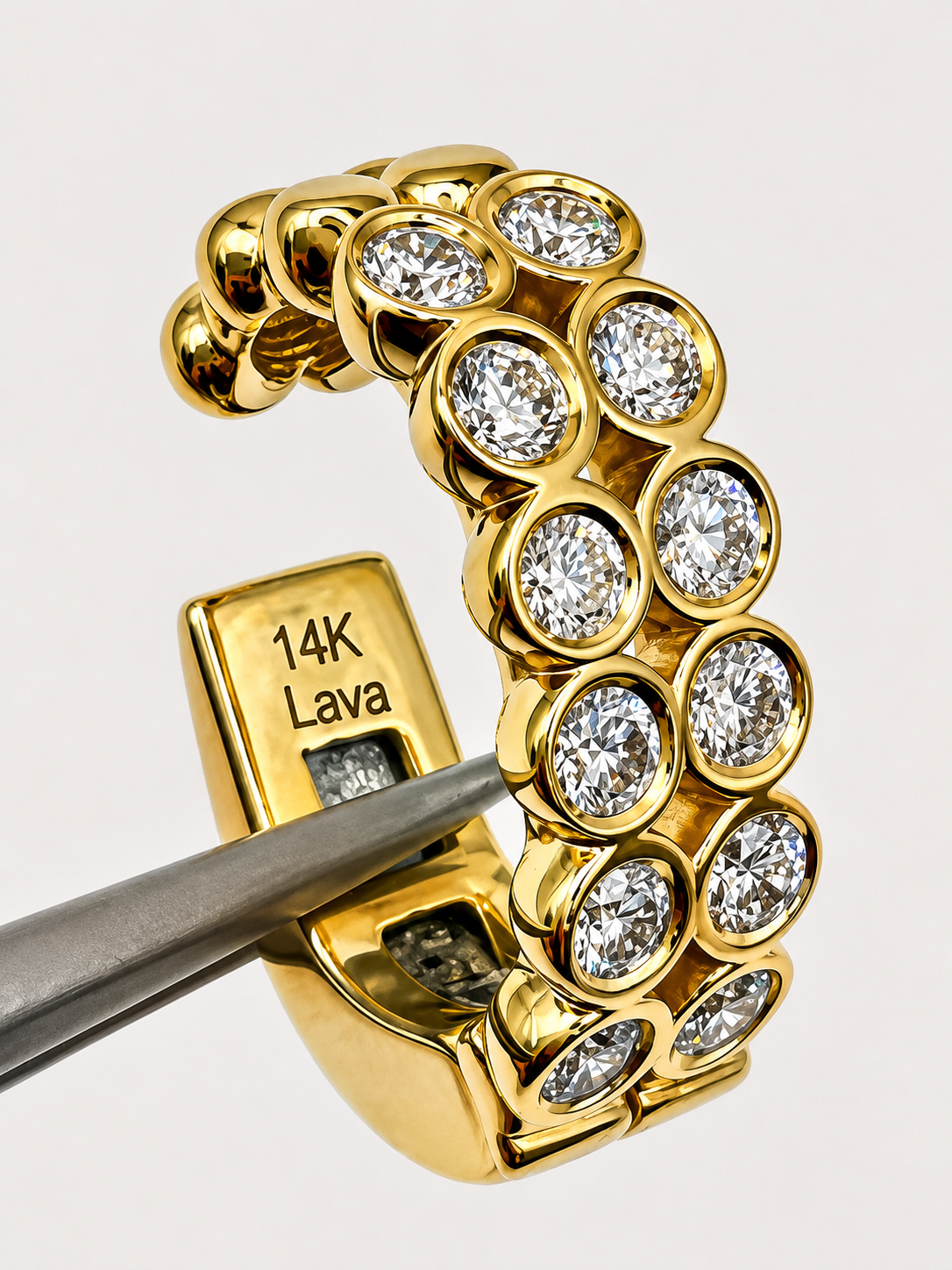 14K 2 ROW BEZEL DIAMOND EAR CUFF, 0.35 CT, ANY GOLD COLOR