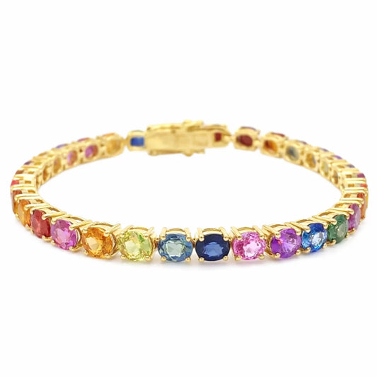 14KT YELLOW GOLD MULTI SAPPHIRE BRACELET