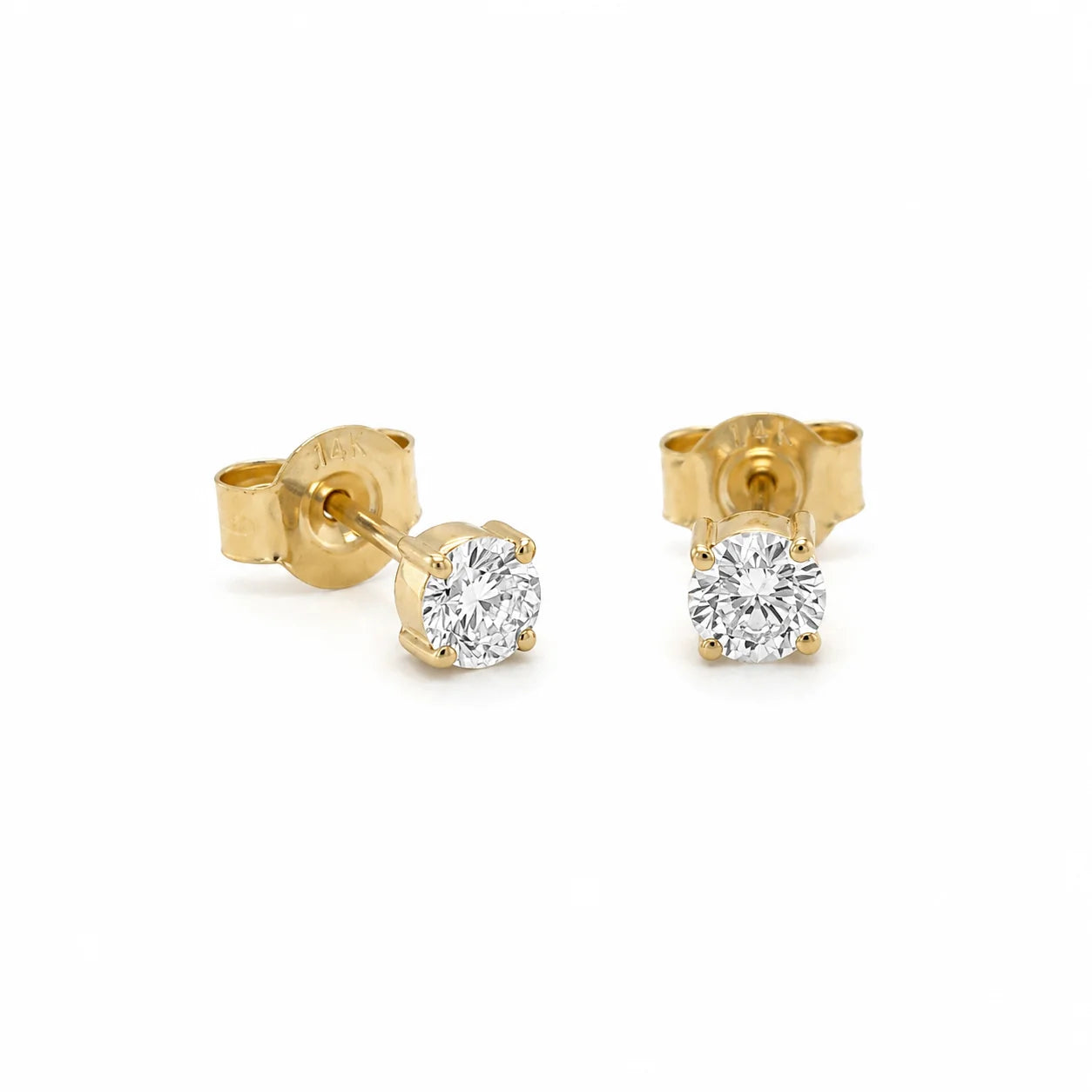 14KT YELLOW GOLD NATURAL WHITE DIAMOND EARRING STUDS